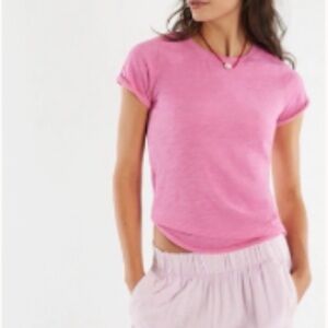 Free People Vibrant Pink Short Sleeve Tee